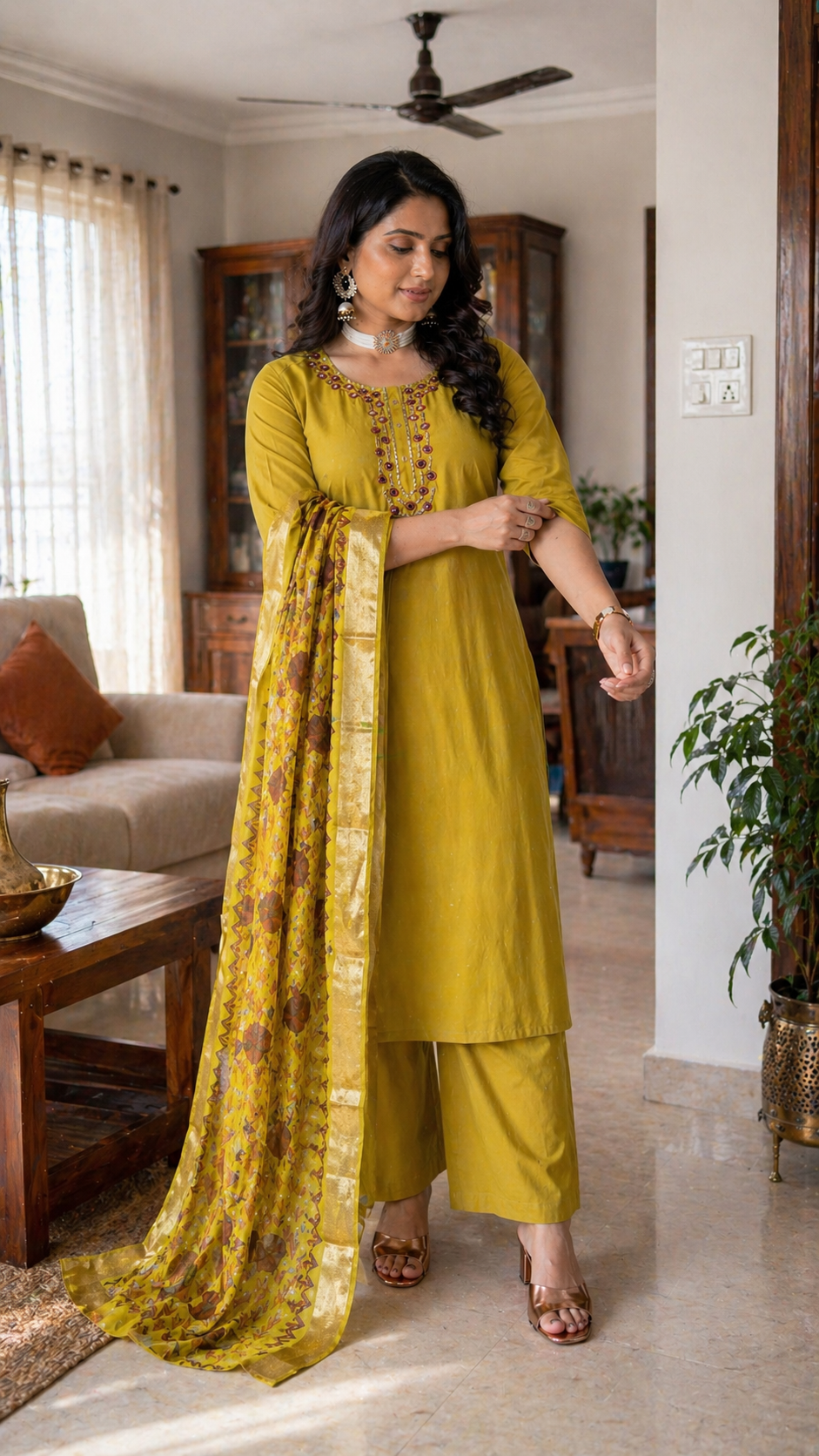 Begum Embroidered Silk Set