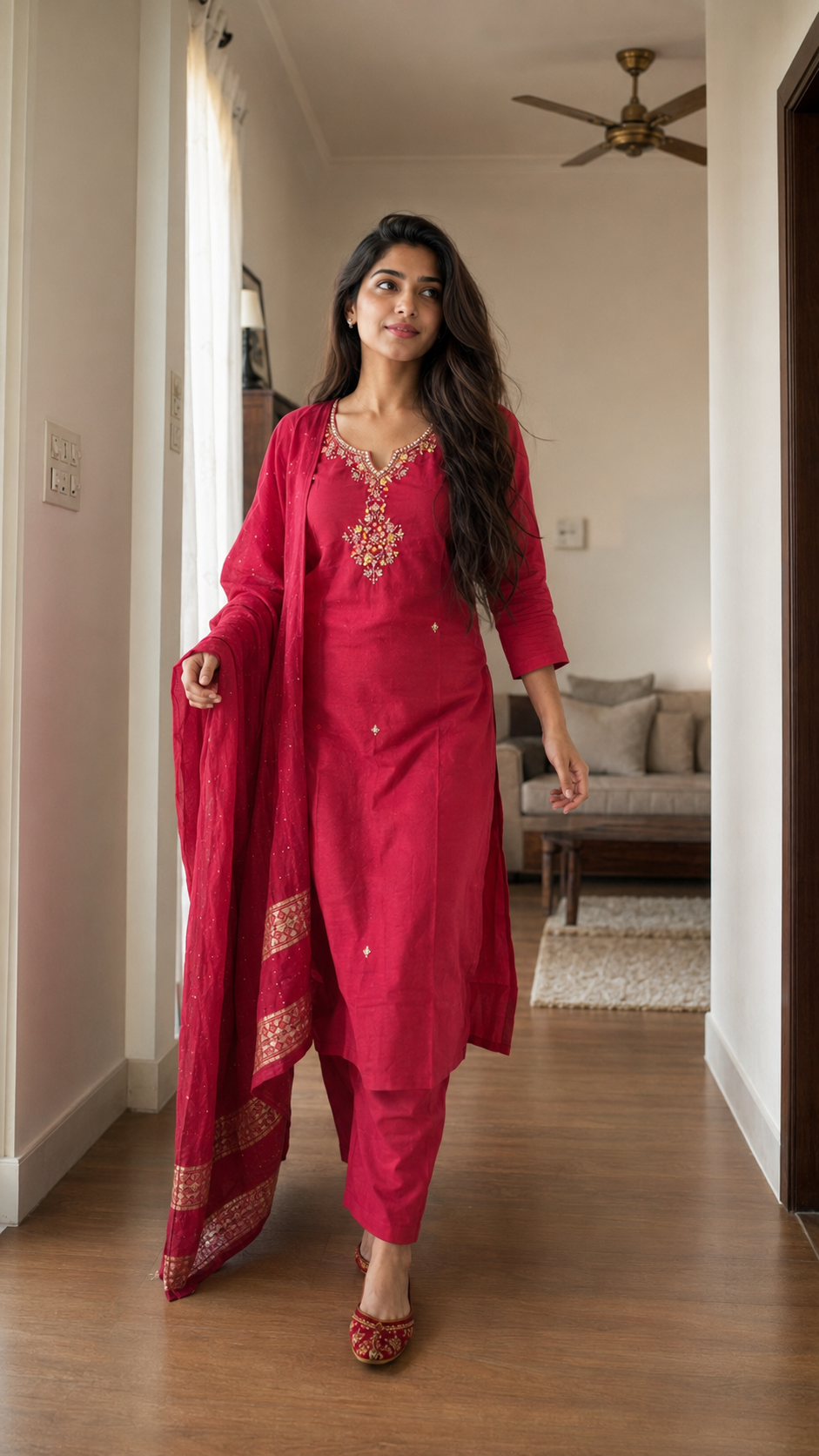 Kesari Hand Embroidered Salwar Set