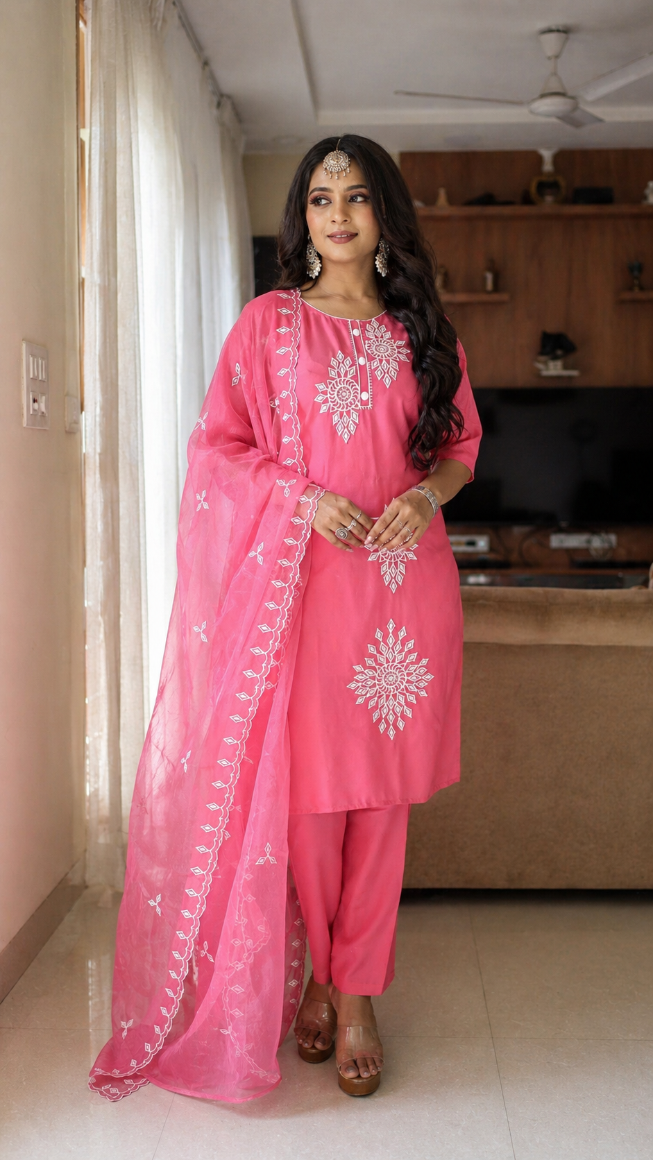 Surya Embroidered Kurti Pant Set with Dupatta