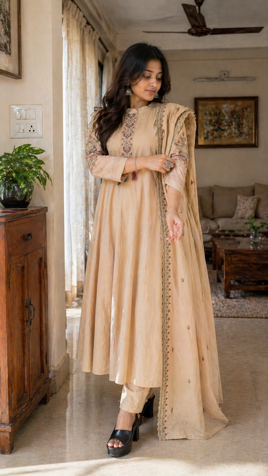 Noorjahan Embroidered Anarkali Set