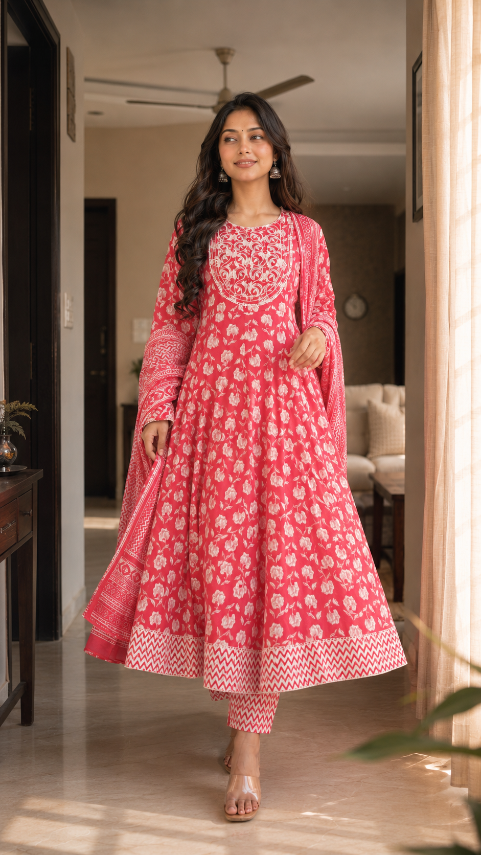 Gulabo Floral Anarkali Cotton Set