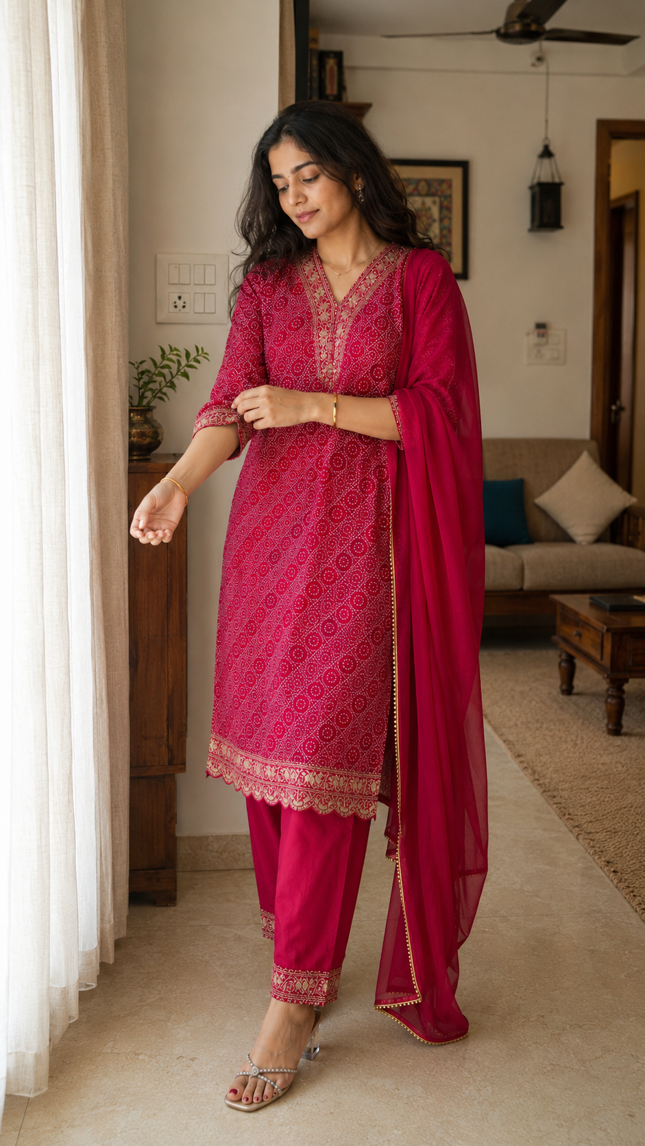 Bandhani Foil Embroidered Set