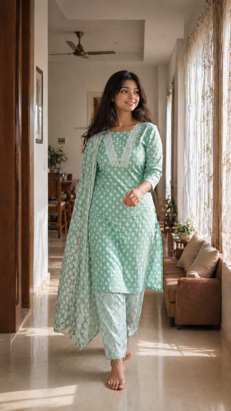 Firoza Ikat Kurta Set