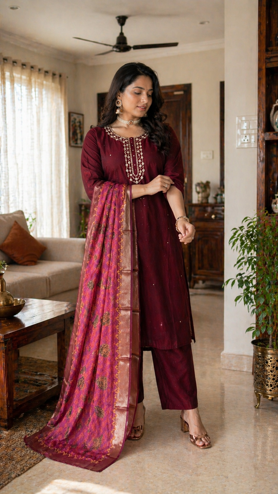 Begum Embroidered Silk Set