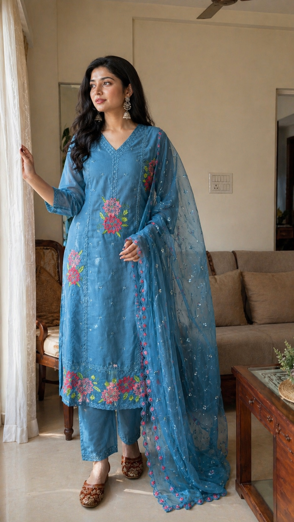 Gulnaar Floral Organza Set