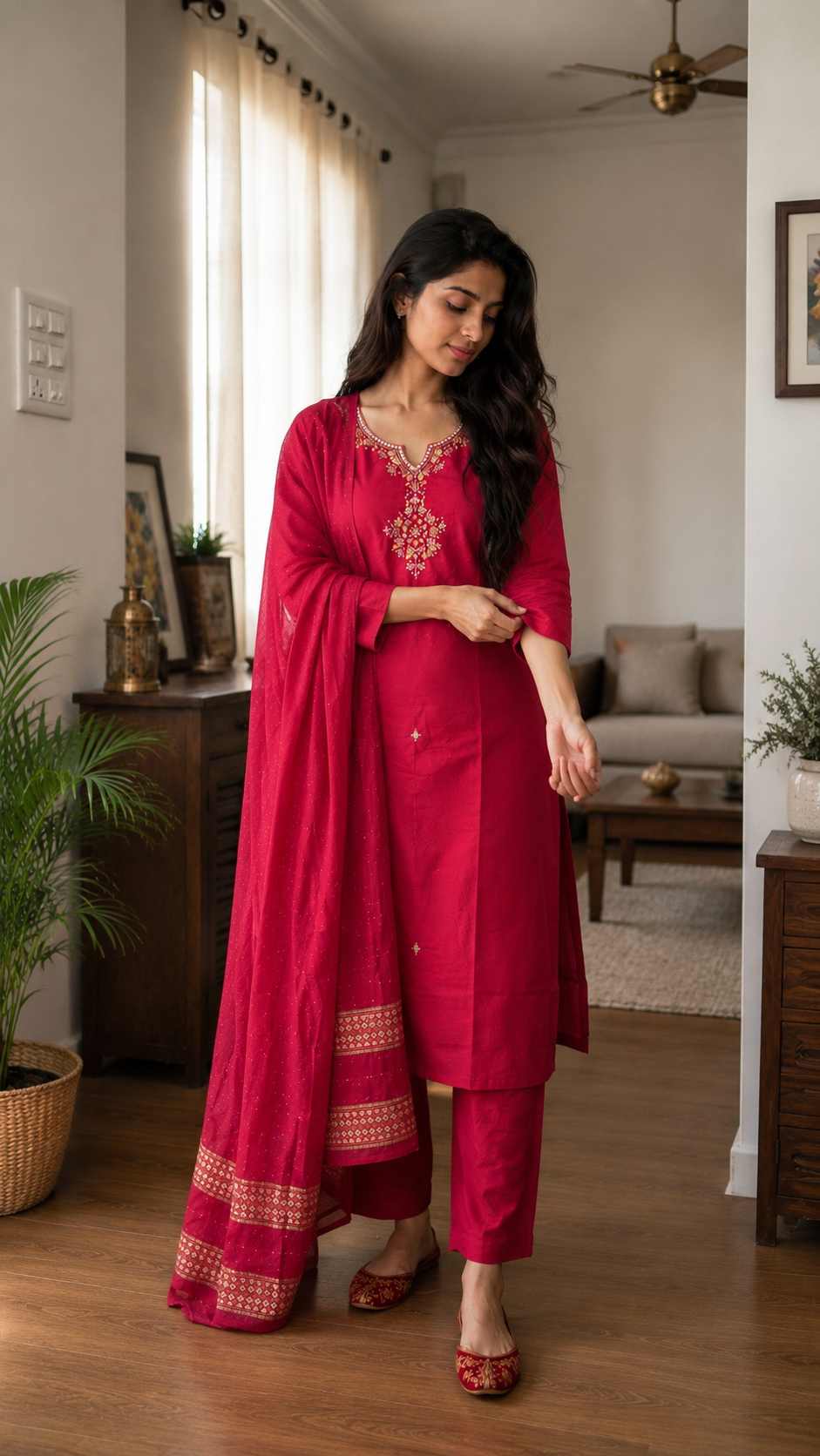Kesari Hand Embroidered Salwar Set
