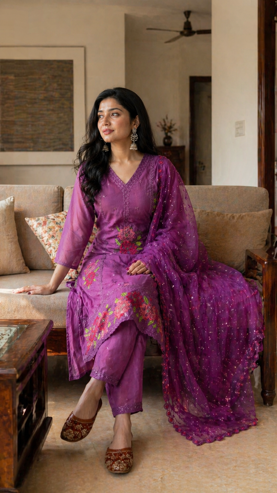 Gulnaar Floral Organza Set