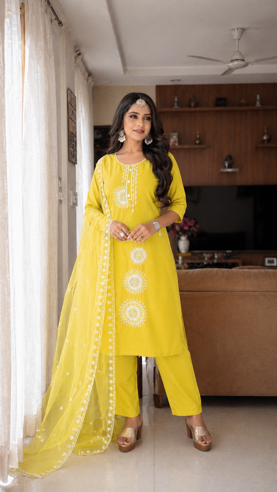 Surya Embroidered Kurti Pant Set with Dupatta
