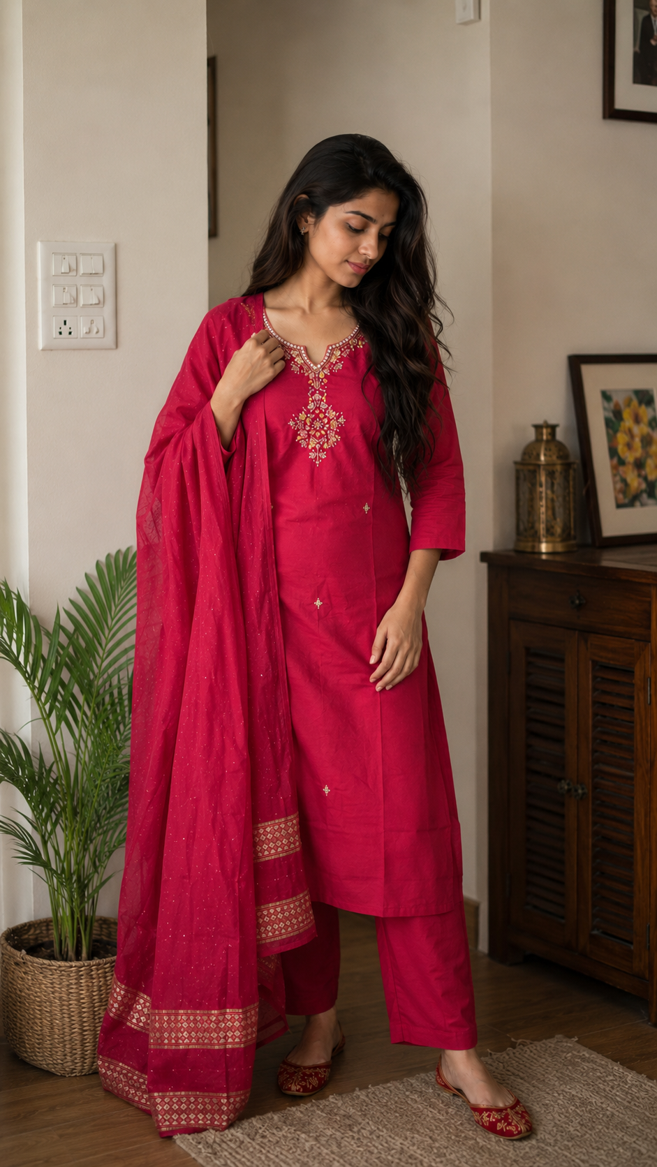 Kesari Hand Embroidered Salwar Set