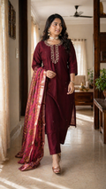 Begum Embroidered Silk Set