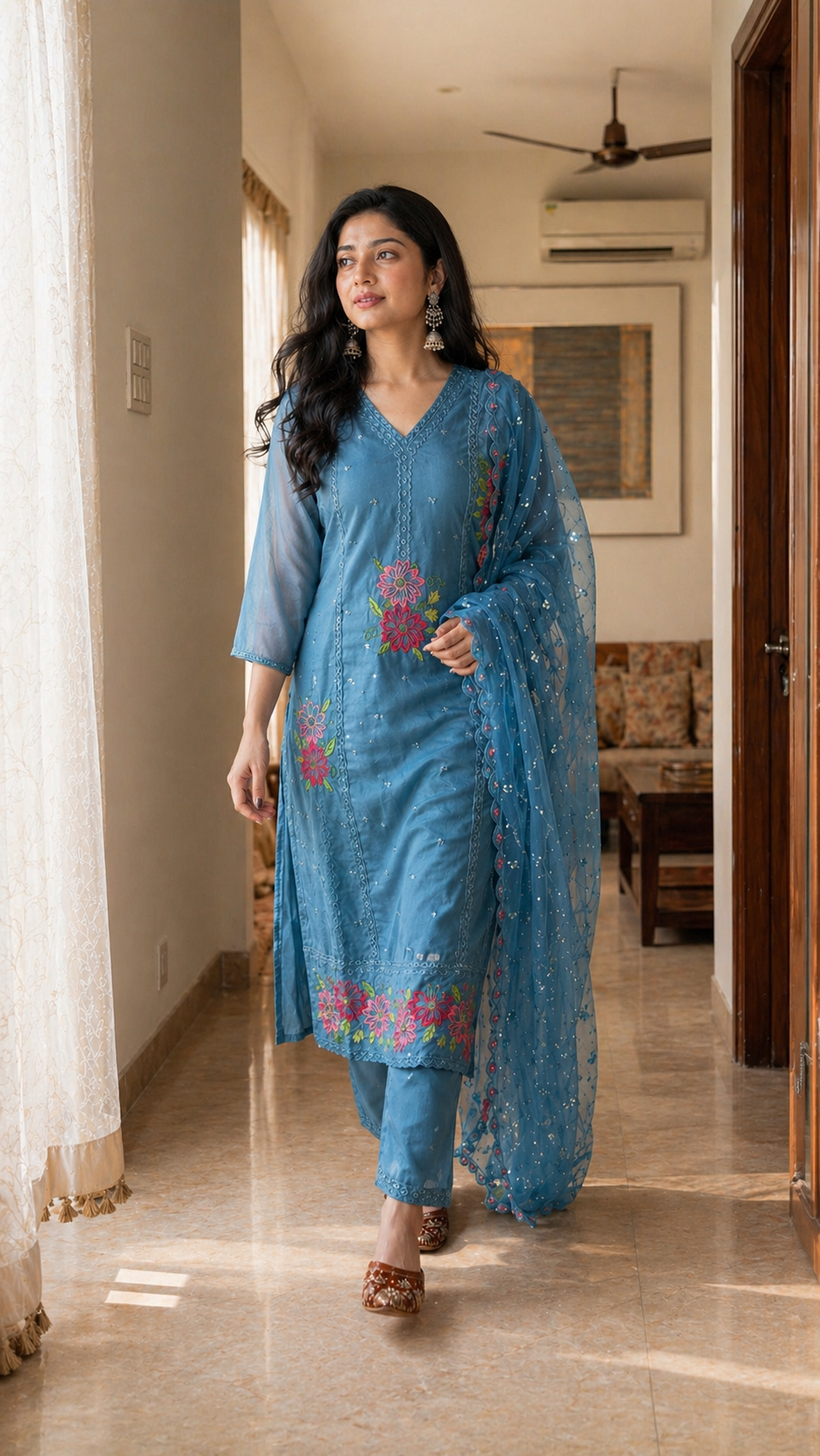 Gulnaar Floral Organza Set