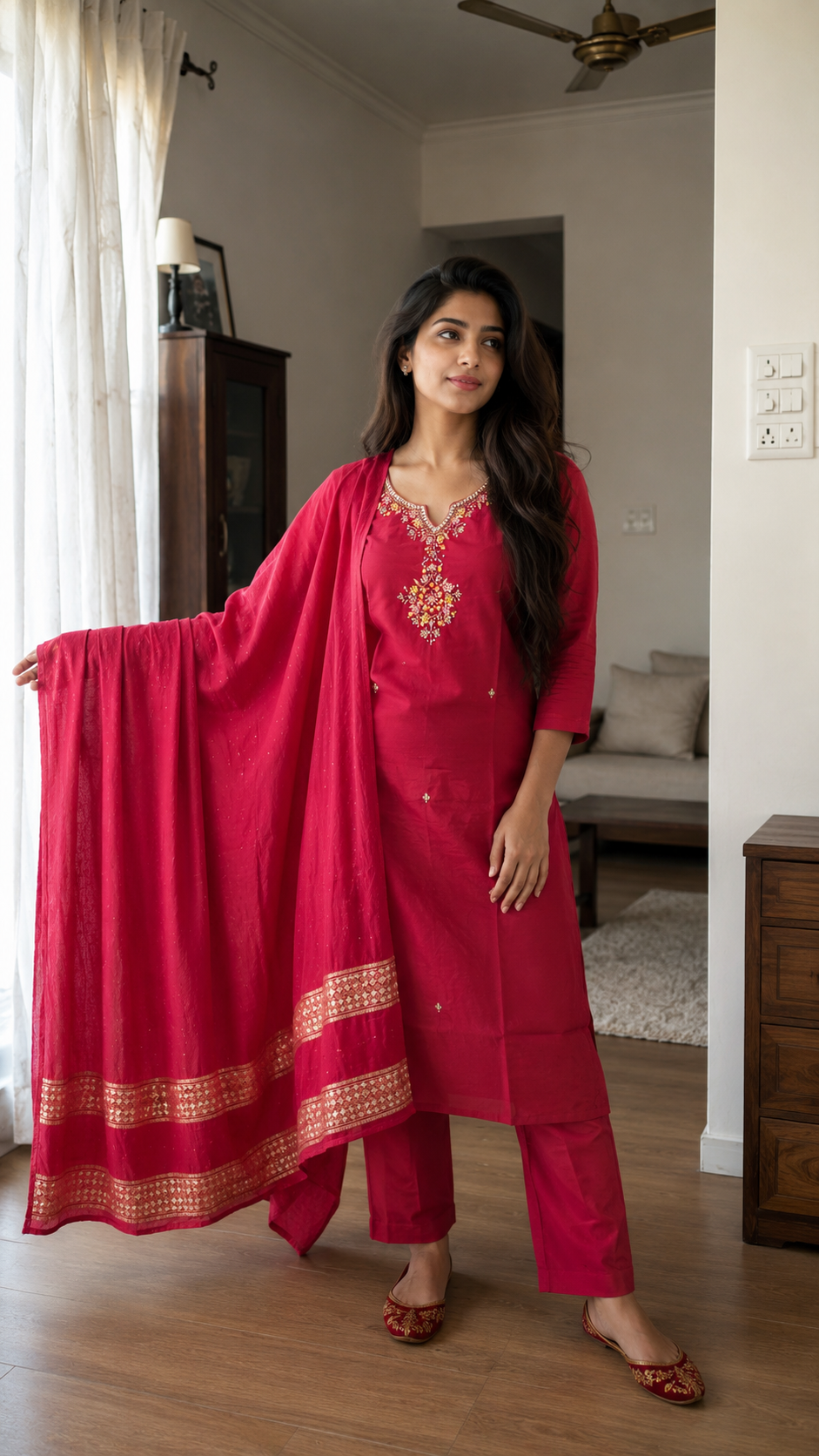 Kesari Hand Embroidered Salwar Set