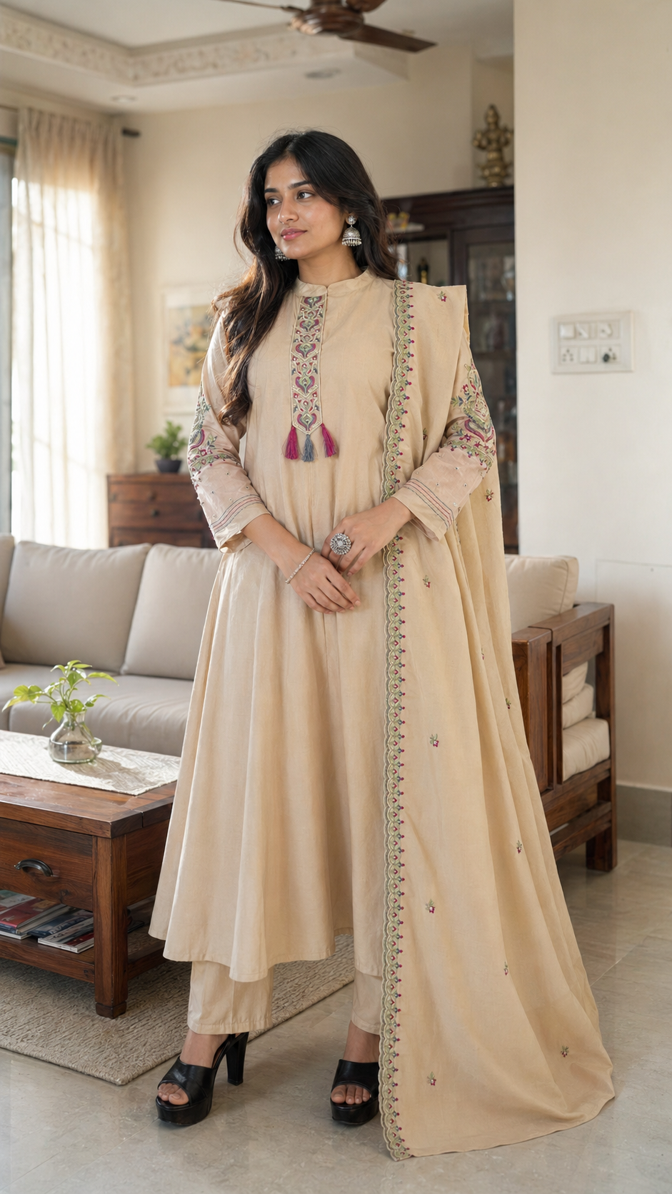 Noorjahan Embroidered Anarkali Set