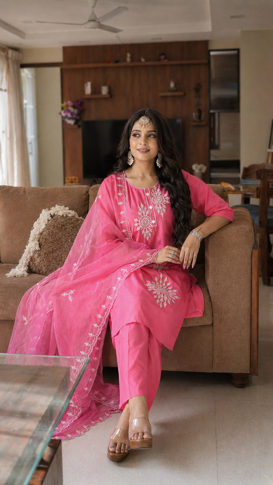 Surya Embroidered Kurti Pant Set with Dupatta