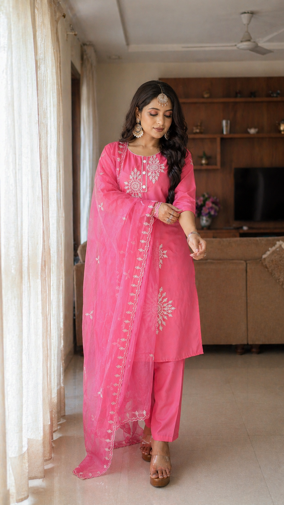 Surya Embroidered Kurti Pant Set with Dupatta