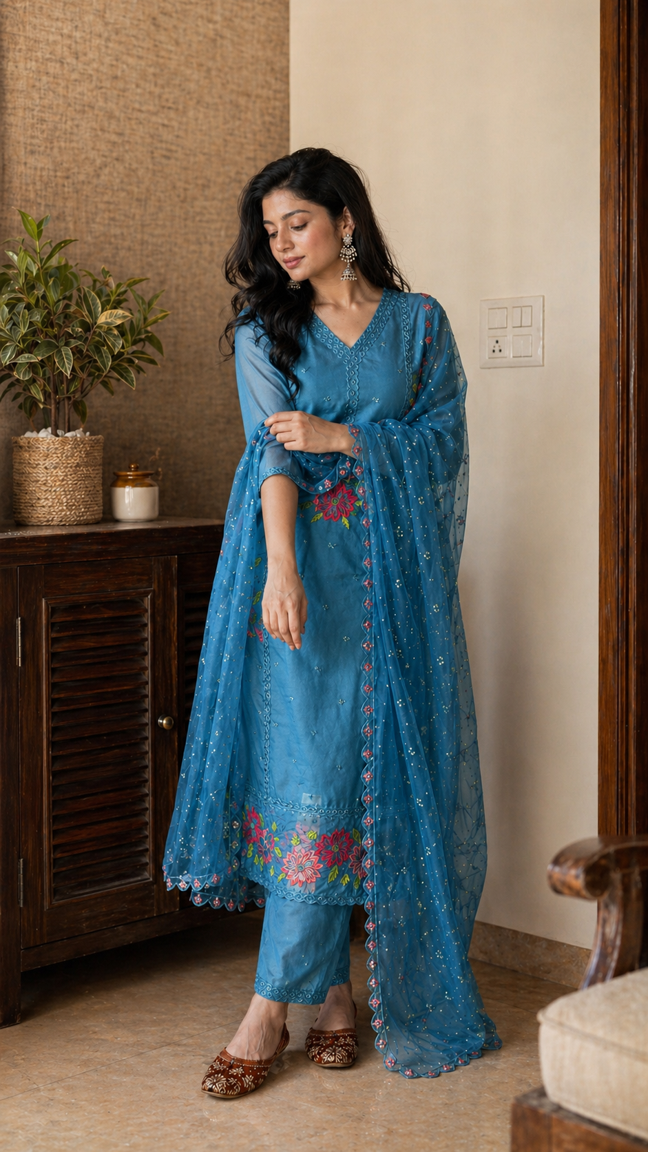 Gulnaar Floral Organza Set