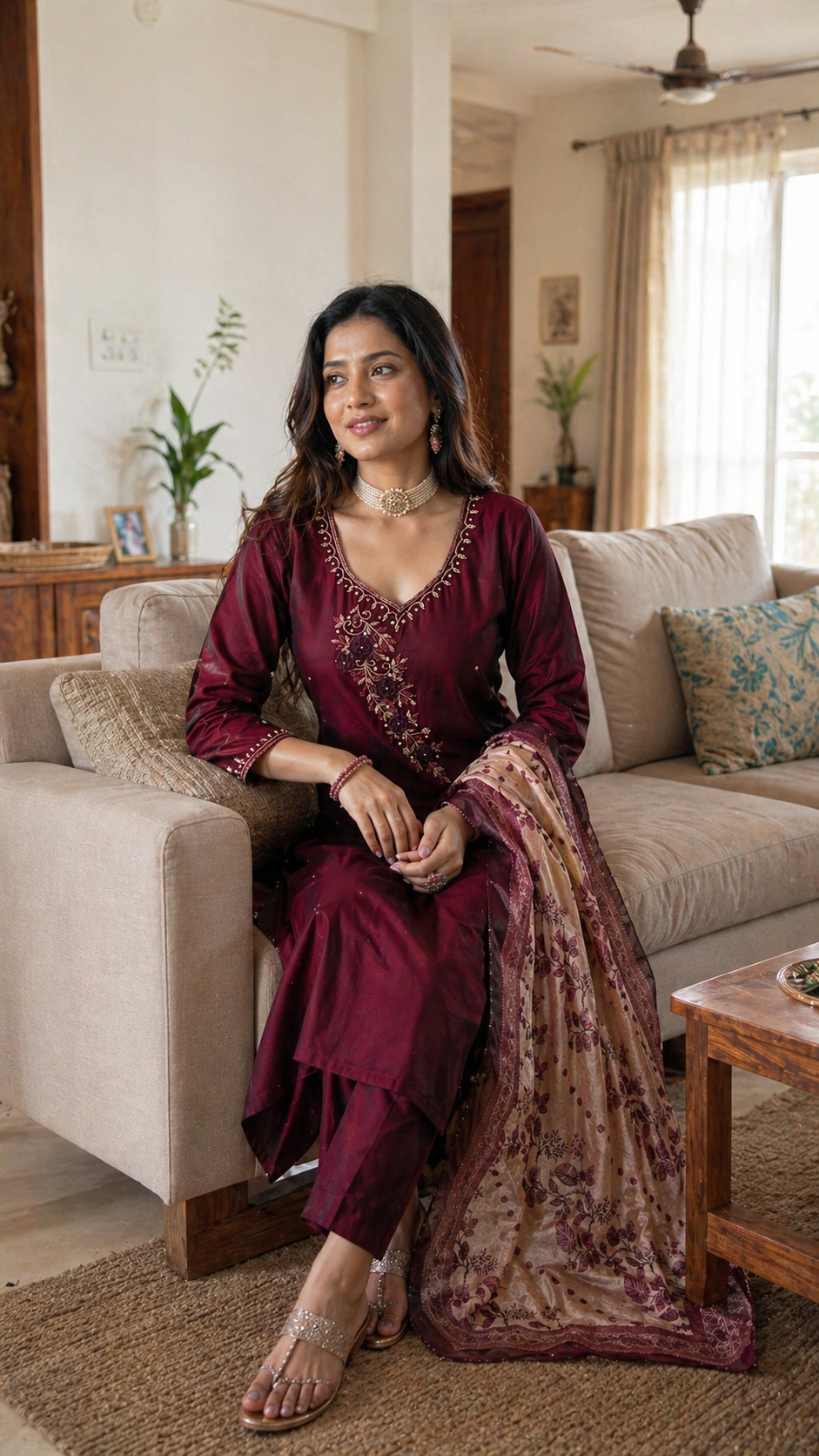Aaina Silk Embroidered Salwar Set