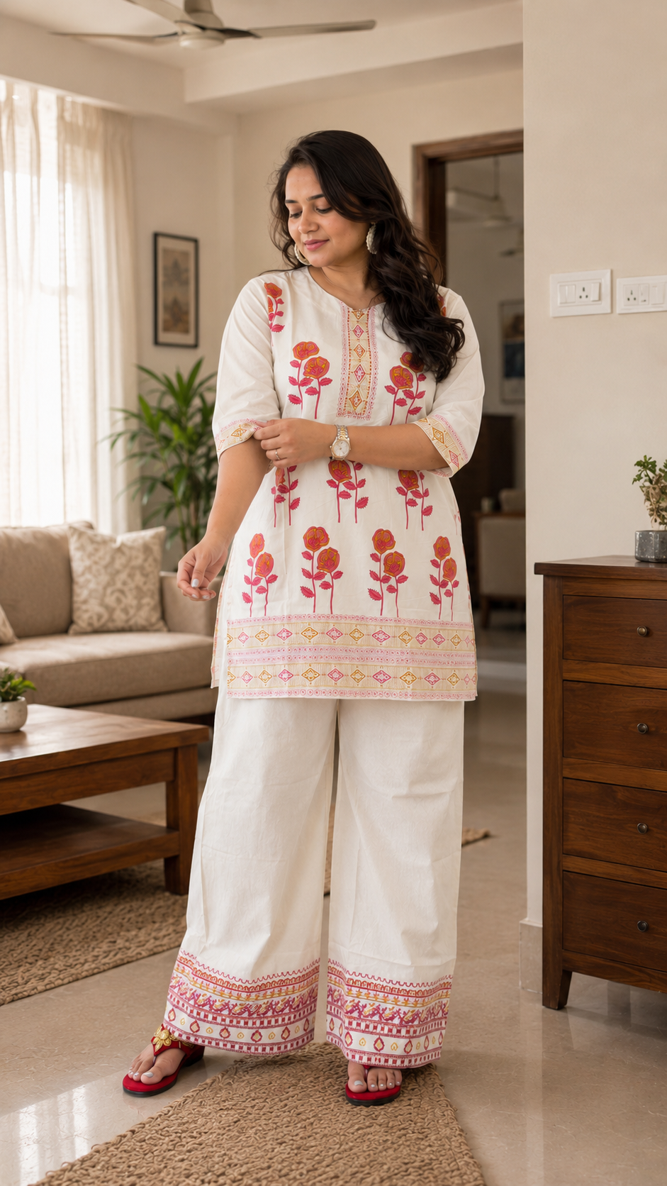 Gulabo Floral Block Print Khadi Cotton Coord Set