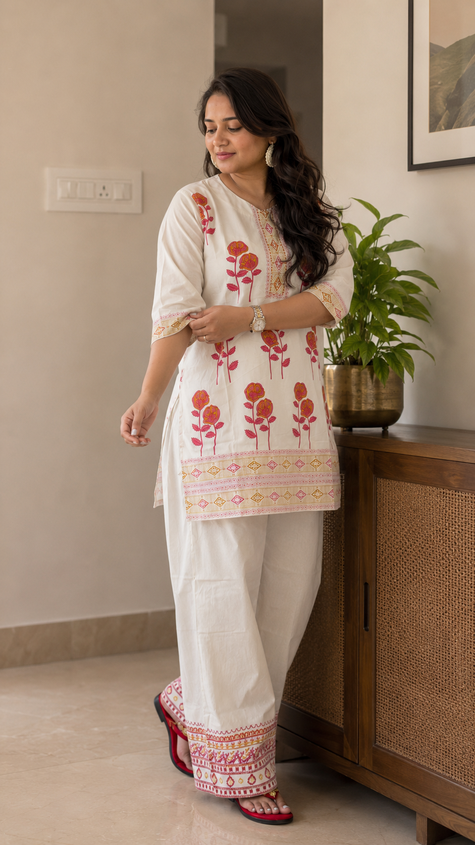 Gulabo Floral Block Print Khadi Cotton Coord Set
