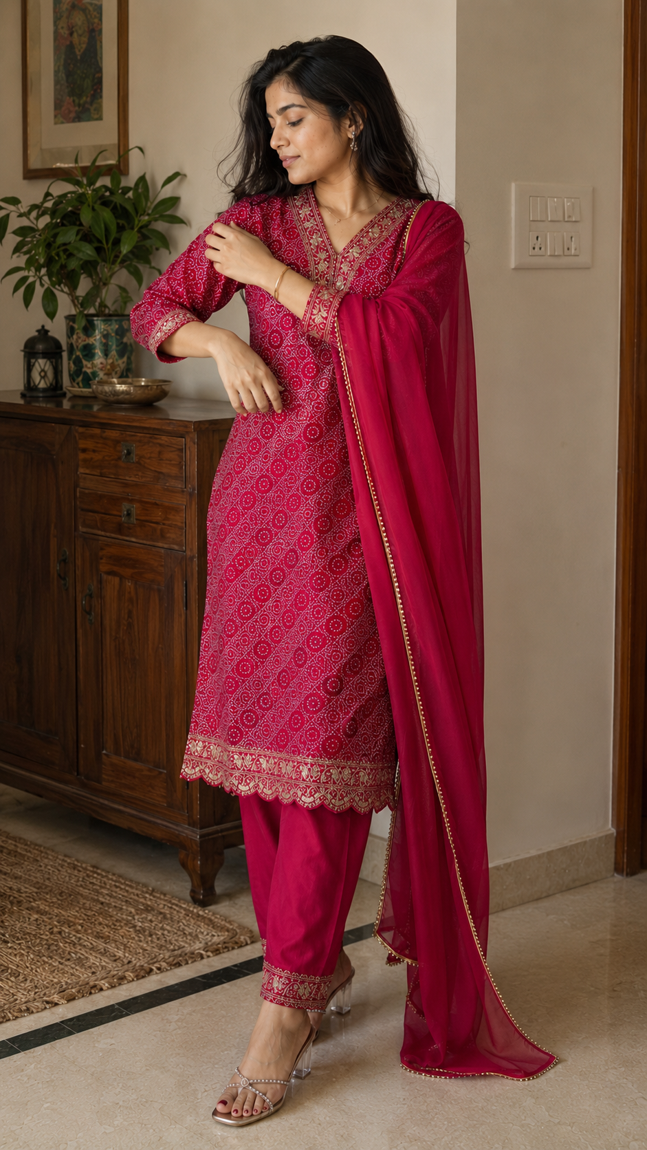 Bandhani Foil Embroidered Set
