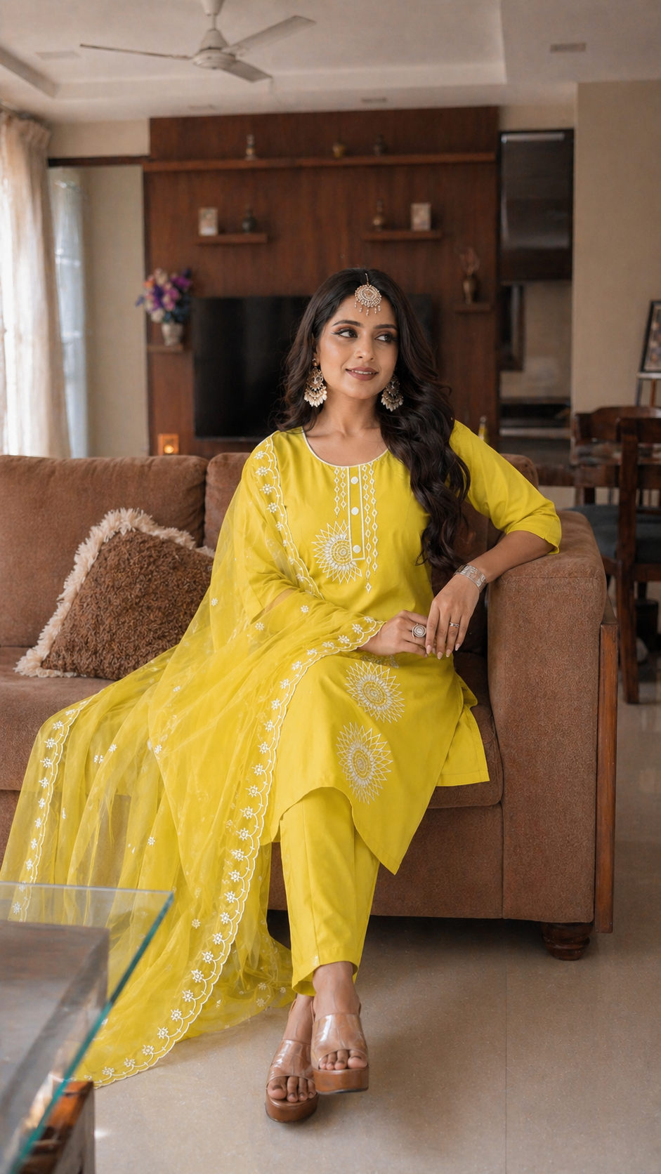 Surya Embroidered Kurti Pant Set with Dupatta