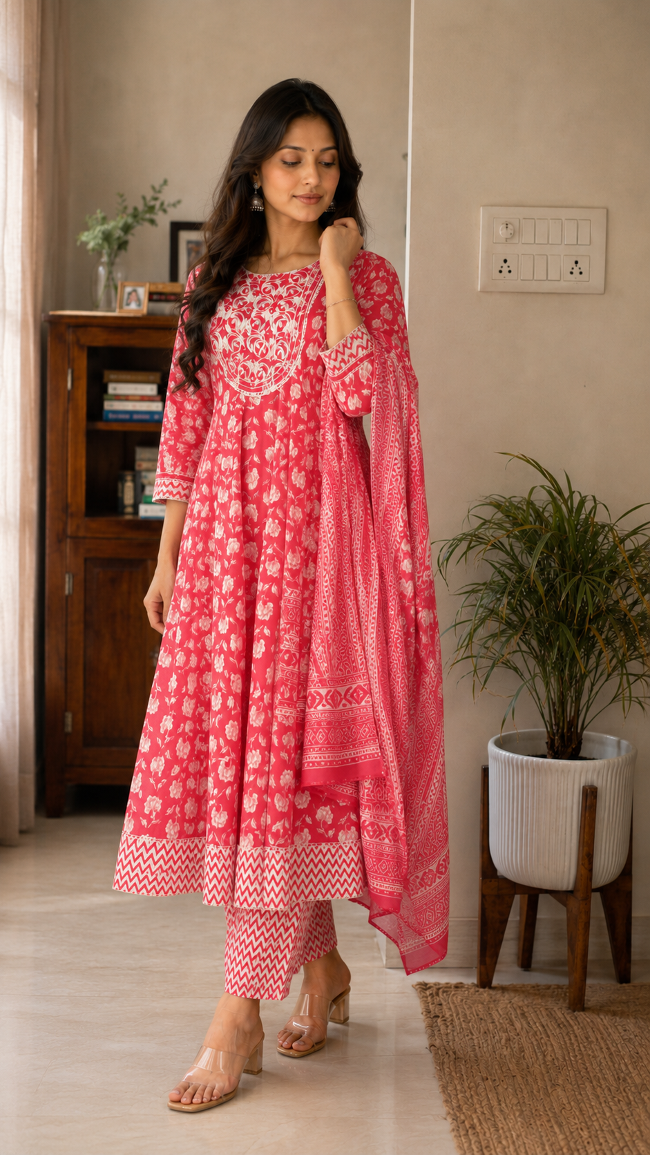 Gulabo Floral Anarkali Cotton Set