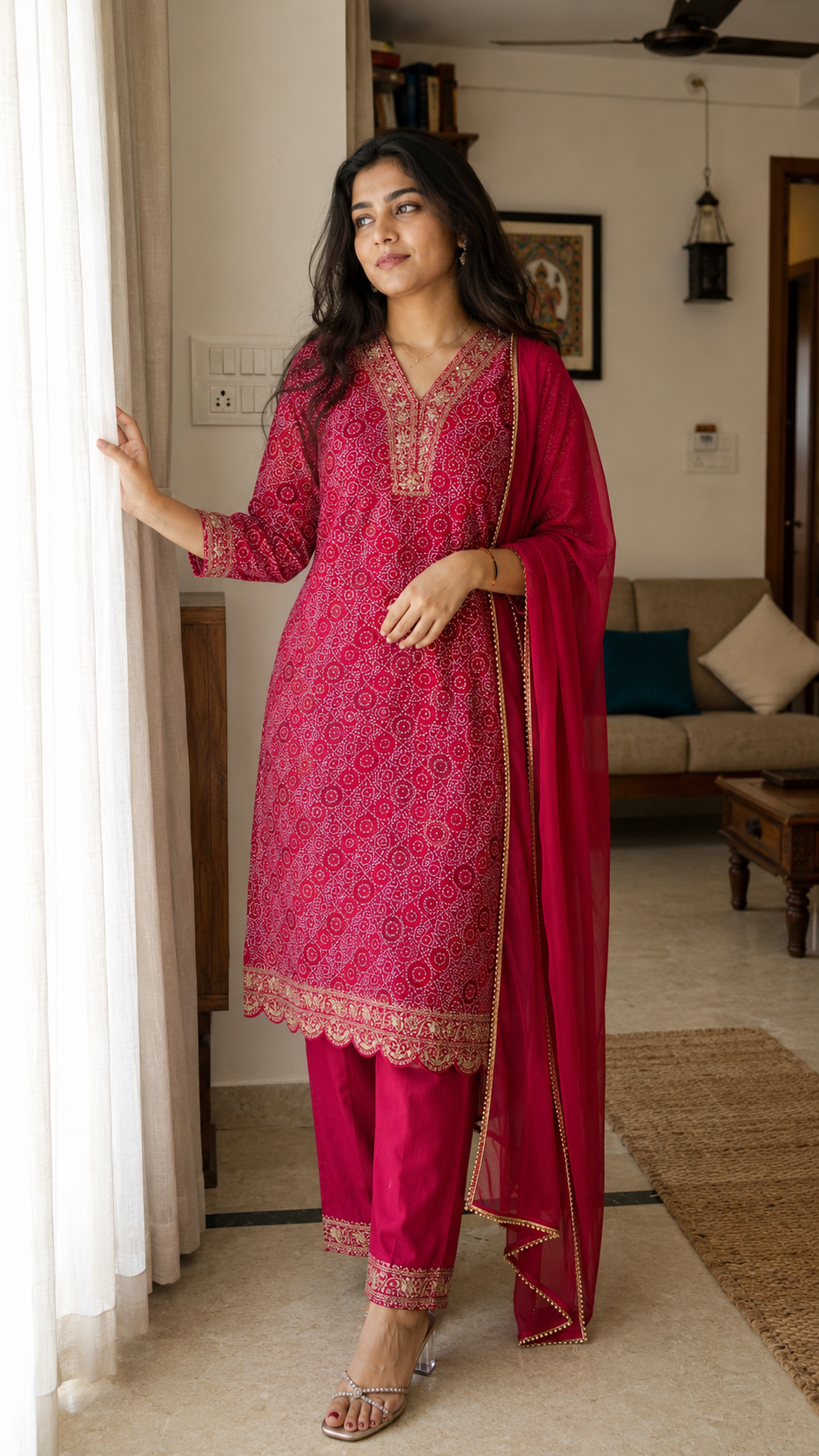 Bandhani Foil Embroidered Set
