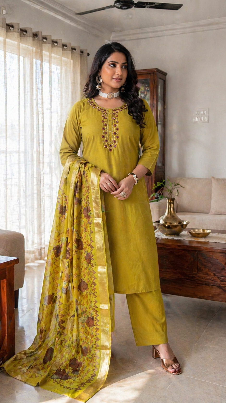 Begum Embroidered Silk Set