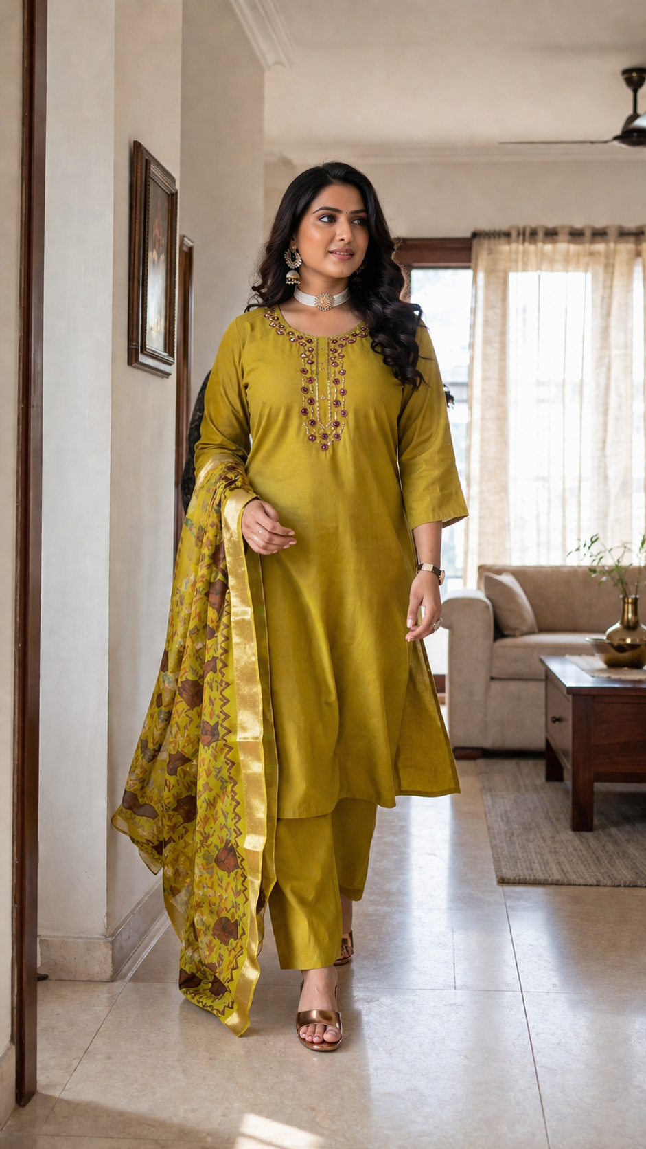 Begum Embroidered Silk Set