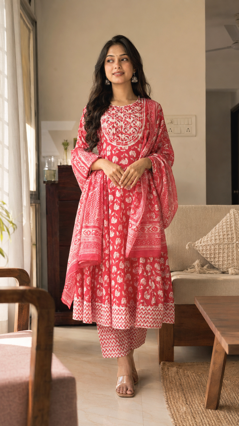 Gulabo Floral Anarkali Cotton Set