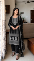 Laila Silver Embroidered Set
