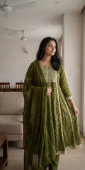 Mehendi Gulkari Anarkali Set